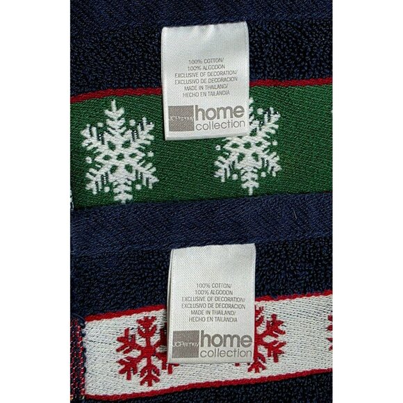 2 VTG Christmas Snowman Hand Towel Embroidered Snowflakes Tree Holiday Decor JCP - Picture 4 of 13